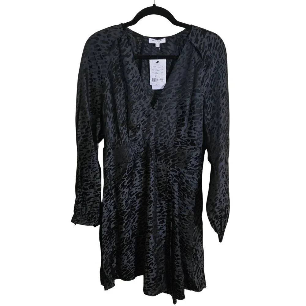 Equipment Femme NWT Alexandria Dress Animal Print Gray Black Silk Blend Size 6
